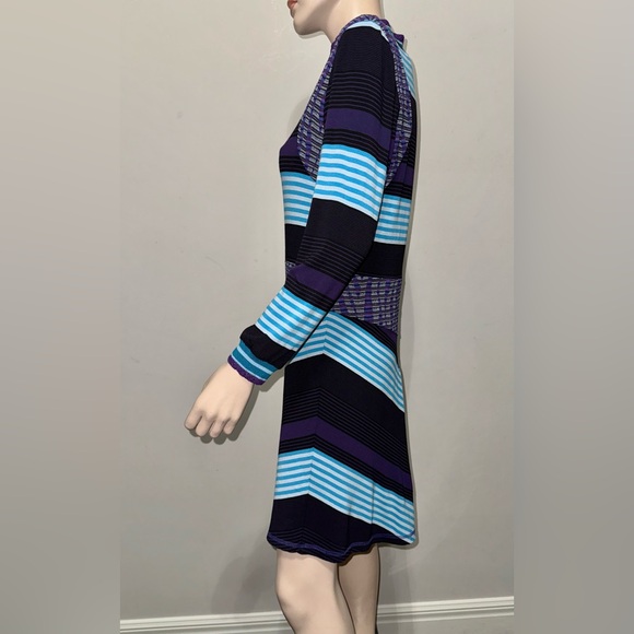Anna Sui Mod Stripe Turtleneck Dress M - Picture 2 of 10